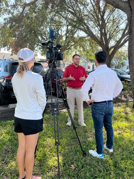 Commissioner Vince Nowicki during a TV interview