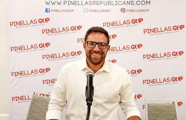 Commissioner Vince Nowicki speaking at the Pinellas GOP after the 2024 election